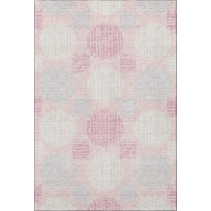 HomeRoots 8' X 10' Washable Pink, Ivory & Gray Geometric Area Rug – Stain Resistant & UV Protected for Families 671568
