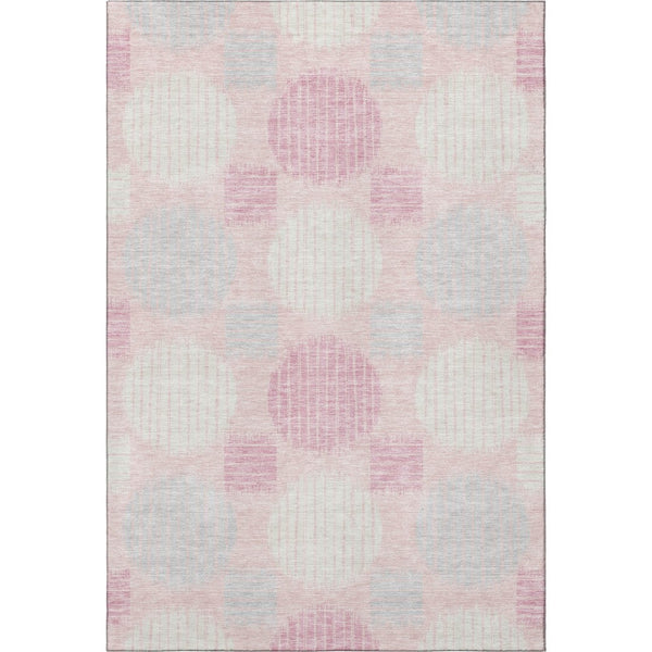 HomeRoots 8' X 10' Washable Pink, Ivory & Gray Geometric Area Rug – Stain Resistant & UV Protected for Families 671568