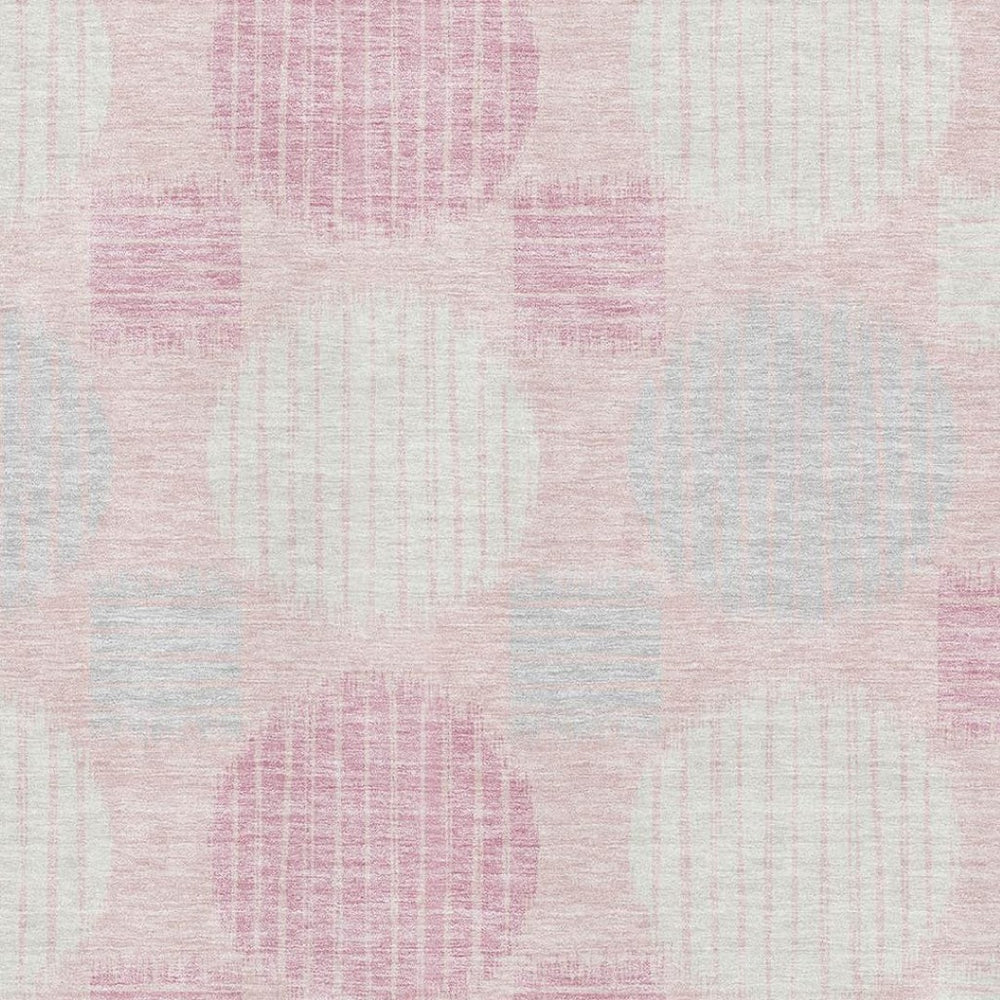 HomeRoots 9' X 12' Modern Pink, Ivory & Gray Geometric Washable Area Rug with UV Protection for Busy Homes 671569