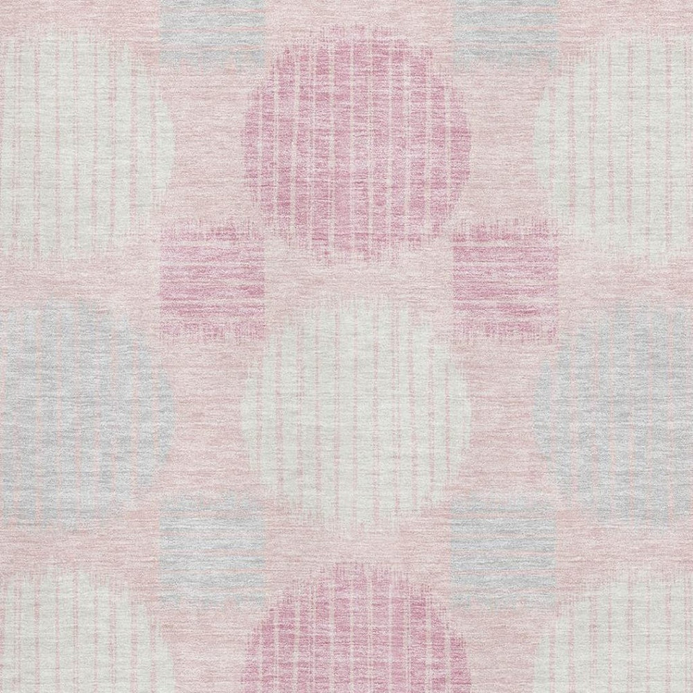 HomeRoots 10' X 14' Stylish Pink, Ivory, and Gray Geometric Area Rug - Durable, Washable, UV-Resistant Design! 671570