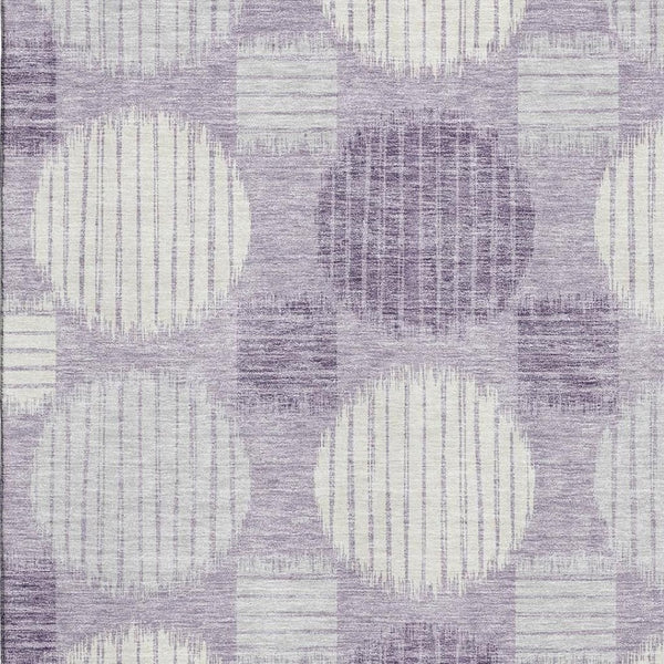 HomeRoots 5' X 8' Modern Purple Ivory Gray Geometric Area Rug - Washable, Durable & UV Protected Design for Homes 671572