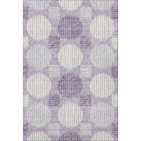 HomeRoots 5' X 8' Modern Purple Ivory Gray Geometric Area Rug - Washable, Durable & UV Protected Design for Homes 671572
