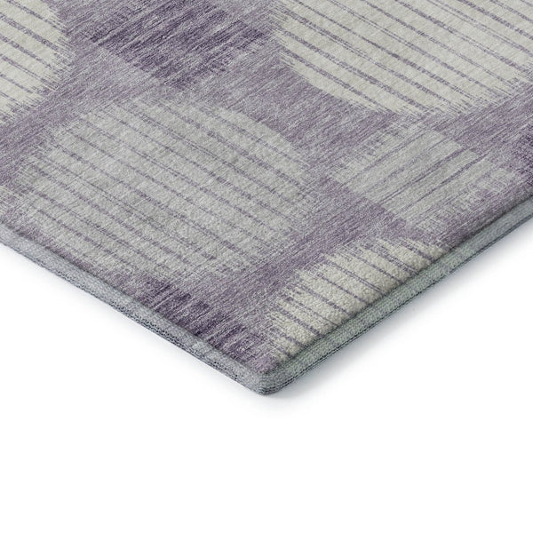 HomeRoots 8' Contemporary Purple, Ivory & Gray Geometric Round Rug - Washable, UV Protected & Durable Design 671573