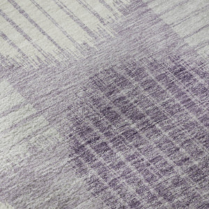HomeRoots 8' Contemporary Purple, Ivory & Gray Geometric Round Rug - Washable, UV Protected & Durable Design 671573