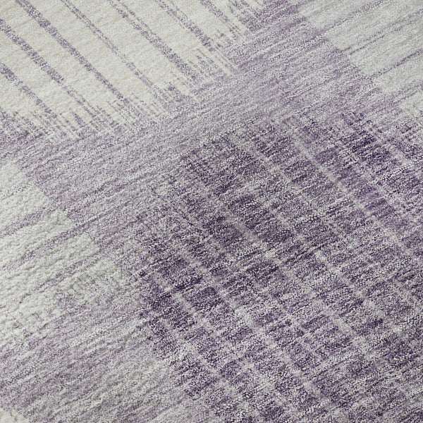 HomeRoots 8' Contemporary Purple, Ivory & Gray Geometric Round Rug - Washable, UV Protected & Durable Design 671573