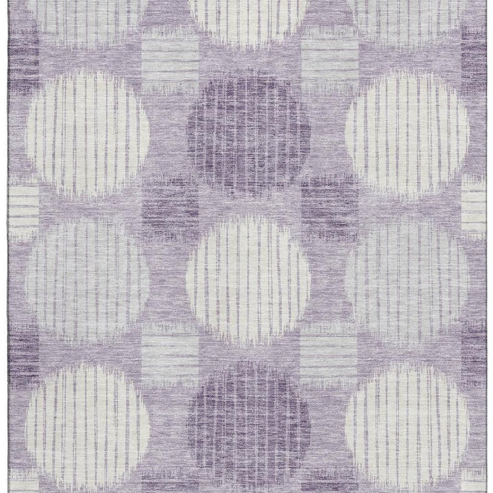 HomeRoots 8' X 10' Stylish Purple Ivory Gray Geometric Washable Area Rug with UV Protection for Homes 671574