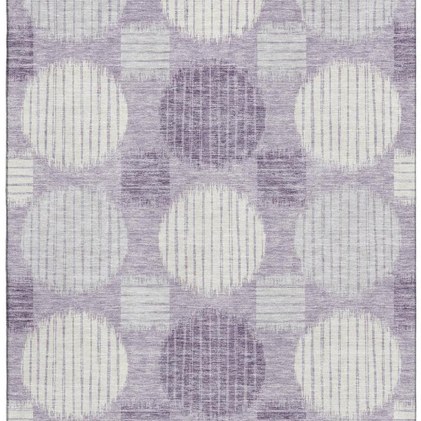 HomeRoots 8' X 10' Stylish Purple Ivory Gray Geometric Washable Area Rug with UV Protection for Homes 671574