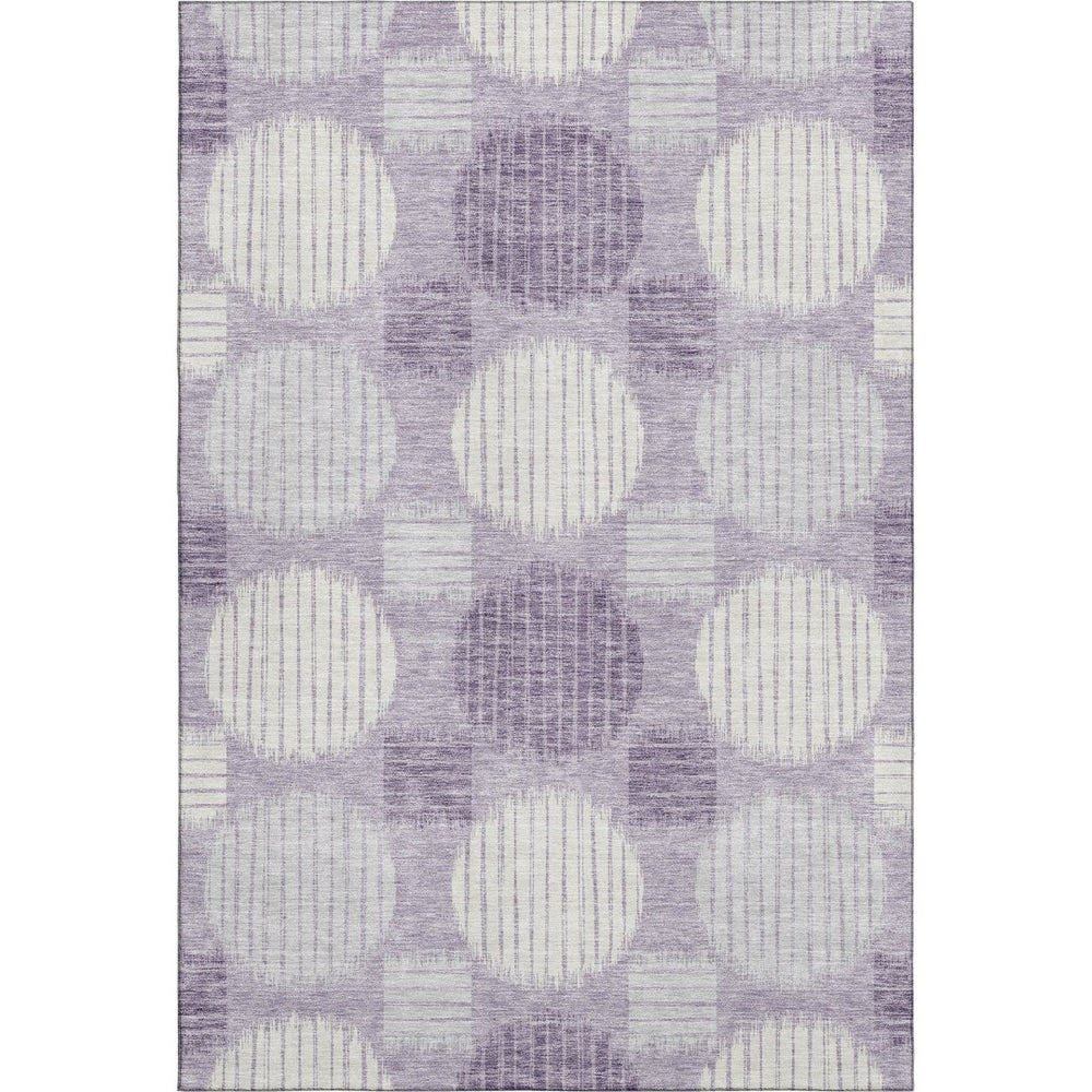 HomeRoots 10' Geometric Purple Ivory & Gray Washable Area Rug - Durable, UV-Protected, Family-Friendly Decor 671576