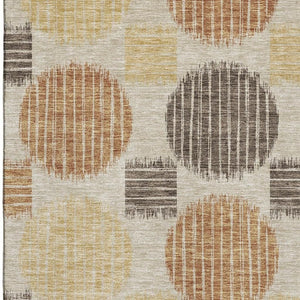 HomeRoots 5' X 8' Tan Gold and Brown Geometric Area Rug - Washable, UV Protected, Stain-Resistant & Stylish 671578