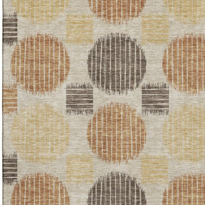 HomeRoots 9' X 12' Tan Gold Brown Geometric Area Rug - Durable, Washable, UV Protected for High-Traffic Spaces 671581