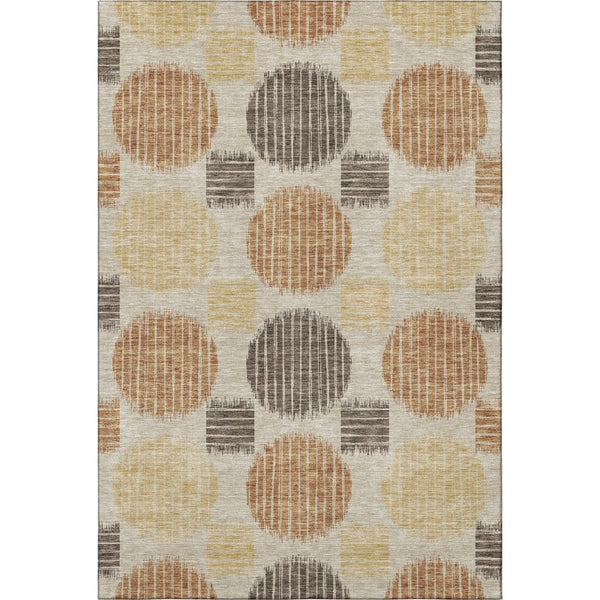 HomeRoots 9' X 12' Tan Gold Brown Geometric Area Rug - Durable, Washable, UV Protected for High-Traffic Spaces 671581