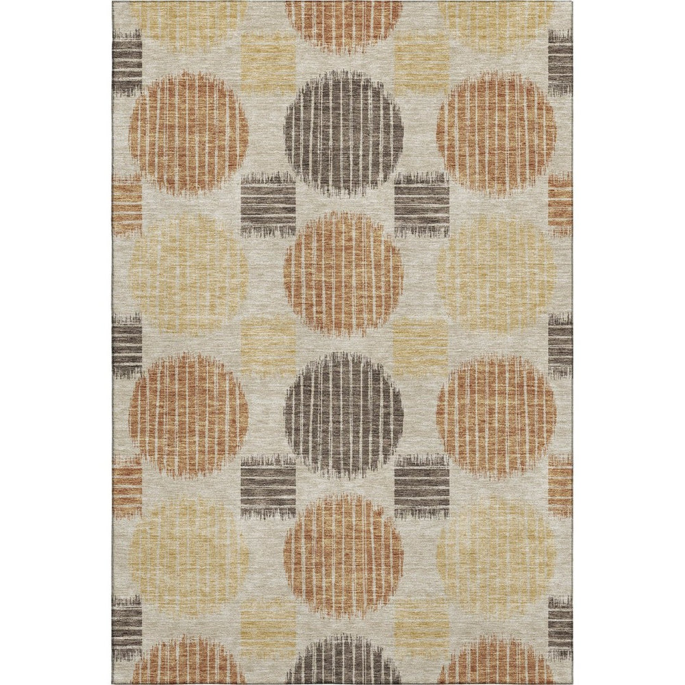 HomeRoots 10' Tan, Gold & Brown Geometric Washable Area Rug – UV Protected, Stain Resistant, Perfect for Families! 671582