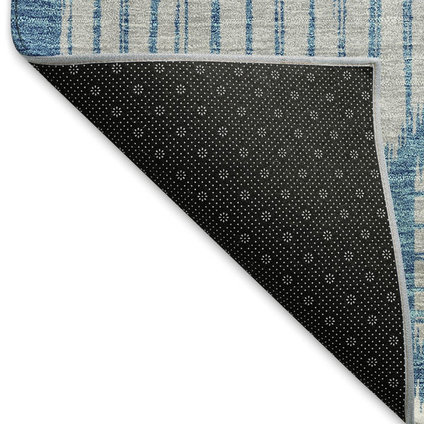 HomeRoots 5' Stylish Teal, Ivory & Gray Geometric Washable Area Rug – Durable, UV-Protected & Easy Care! 671584
