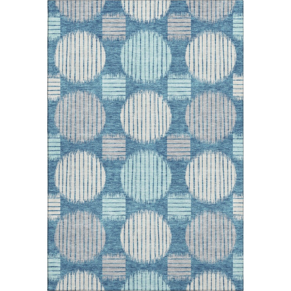 HomeRoots 9' X 12' Teal Ivory Gray Geometric Washable Area Rug - UV Protected, Kid & Pet Friendly Design 671587
