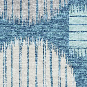 HomeRoots 10' X 14' Stylish Teal Ivory Gray Geometric Area Rug – Washable, UV Protected & Perfect for Pets! 671588