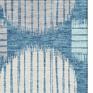 HomeRoots 10' X 14' Stylish Teal Ivory Gray Geometric Area Rug – Washable, UV Protected & Perfect for Pets! 671588
