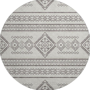 HomeRoots 8' Beige and Taupe Southwestern Round Area Rug - Washable, Stain-Resistant, UV Protected Design 671591
