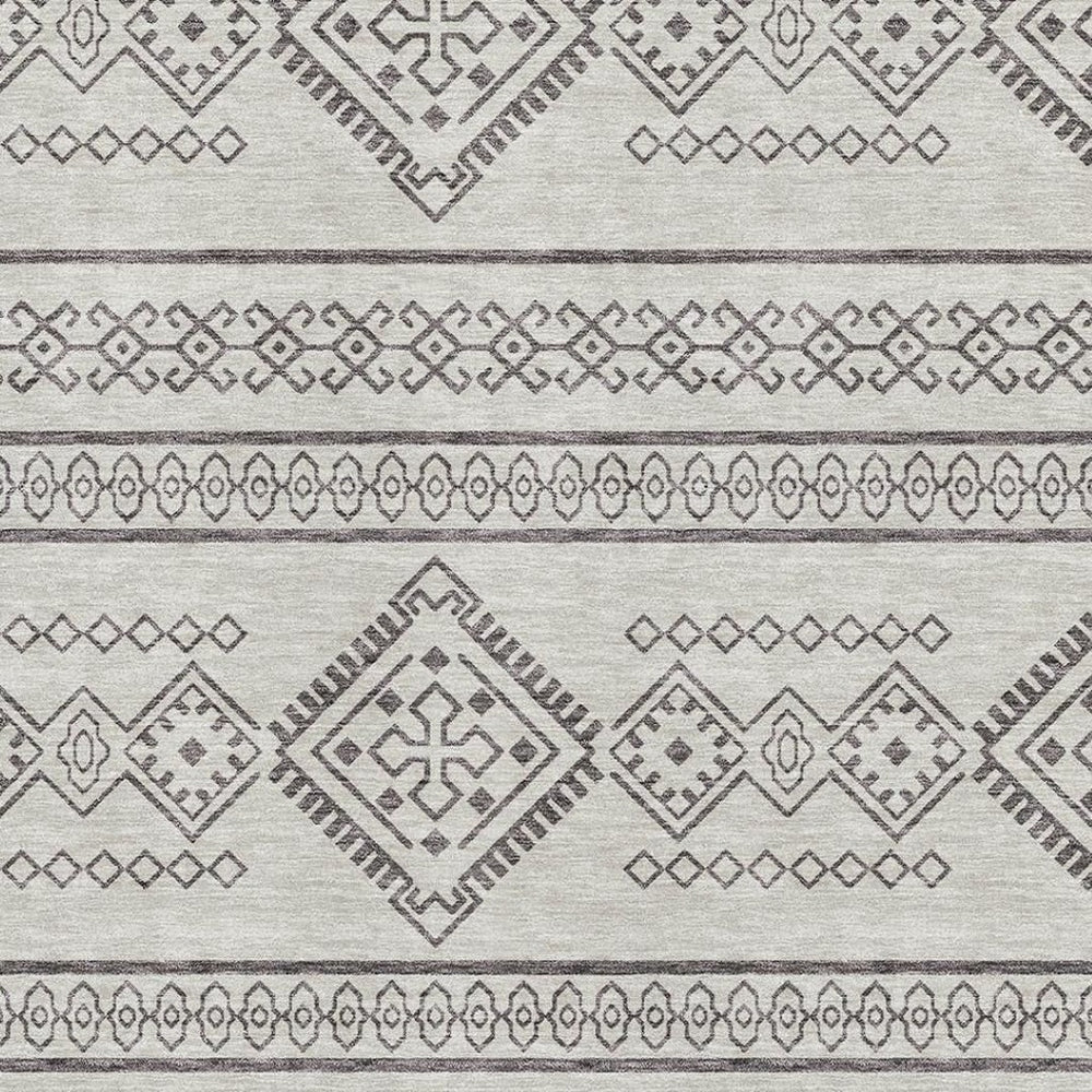HomeRoots 8' X 10' Southwestern Washable Area Rug - Beige & Taupe, UV Protected, Stain-Resistant, Durable Design 671592