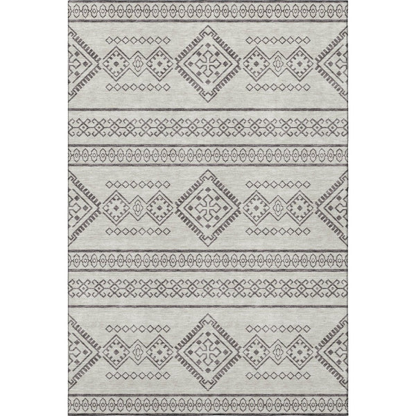 HomeRoots 8' X 10' Southwestern Washable Area Rug - Beige & Taupe, UV Protected, Stain-Resistant, Durable Design 671592