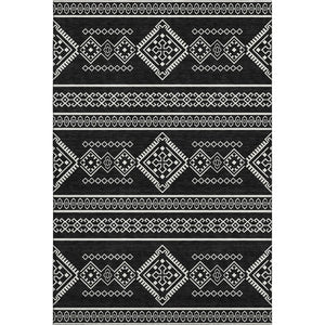 HomeRoots 9' X 12' Black And Ivory Southwestern Area Rug - Durable, Stain-Resistant, UV Protected for All Rooms 671599