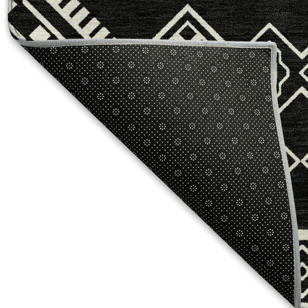 HomeRoots 9' X 12' Black And Ivory Southwestern Area Rug - Durable, Stain-Resistant, UV Protected for All Rooms 671599