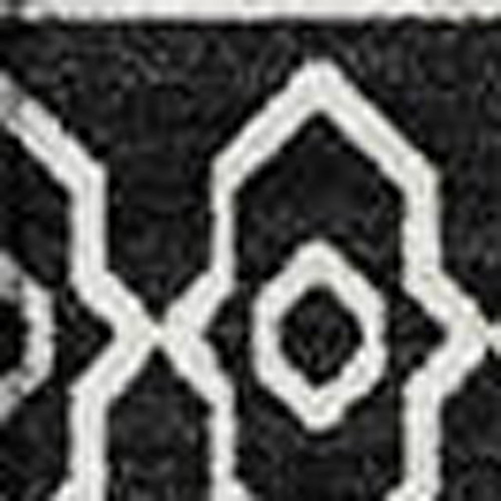 HomeRoots 9' X 12' Black And Ivory Southwestern Area Rug - Durable, Stain-Resistant, UV Protected for All Rooms 671599