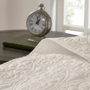 English Elm Reversible Madison Park Quebec Bedspread Set Queen - Cottage Stitch Quilted, Oversized, Antimicrobial Protection B035129058