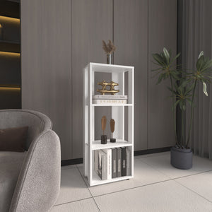 English Elm Eco 39" Tall Four-Tier Bookcase with Slim Profile, Modern Storage Solution for Small Rooms White 9.4 L x 27 W x 7 H B070P254756