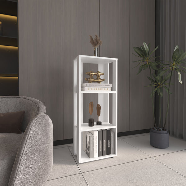 English Elm Eco 39" Tall Four-Tier Bookcase with Slim Profile, Modern Storage Solution for Small Rooms White 9.4 L x 27 W x 7 H B070P254756