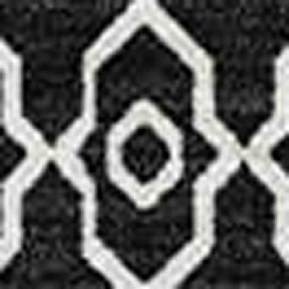 HomeRoots 10' Black and Ivory Southwestern Washable Area Rug - Durable, UV Protected, Stain-Resistant Design! 671600