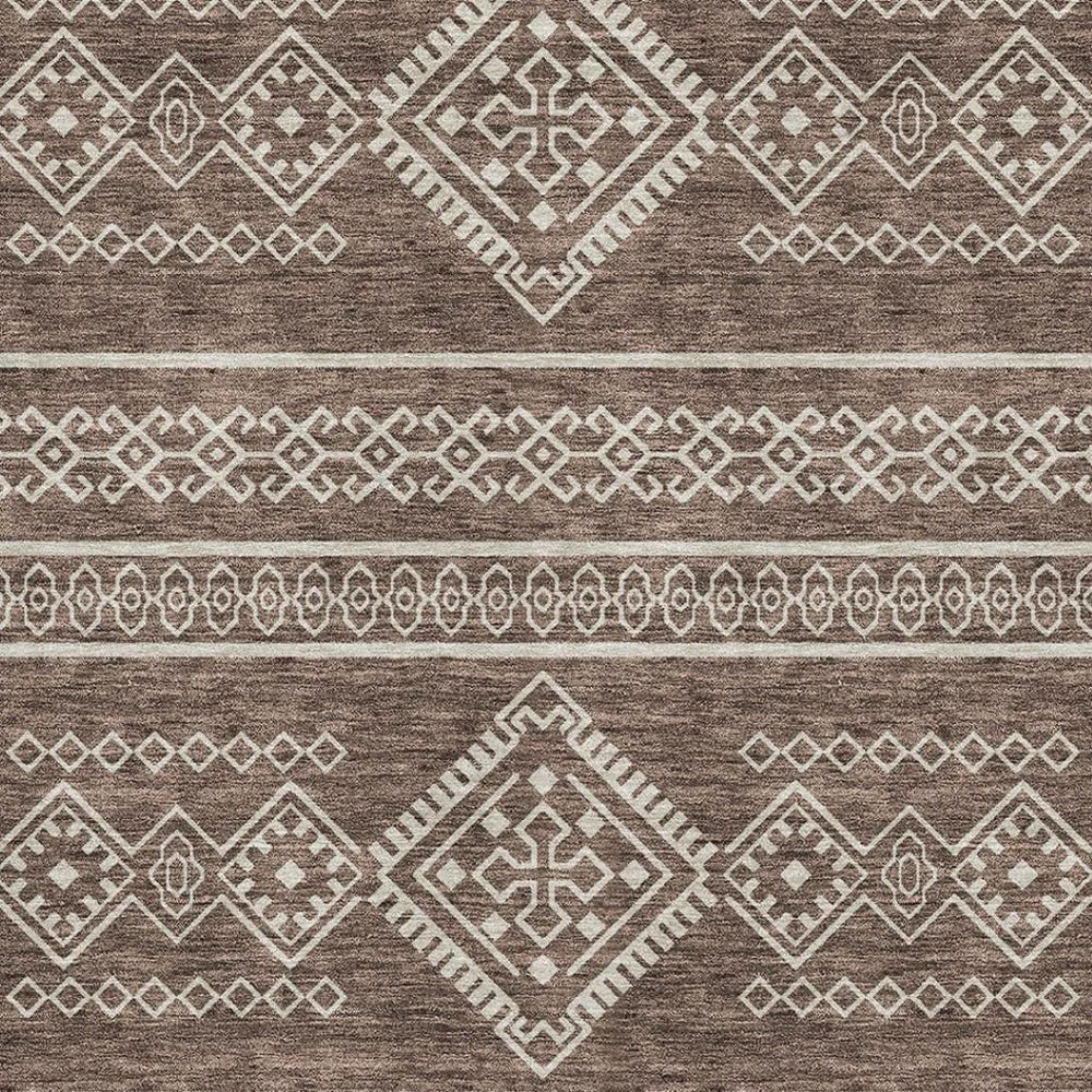 HomeRoots 5' X 8' Southwestern Washable Area Rug – Durable UV-Protected, Stain-Resistant, Earthy Design for Homes 671602