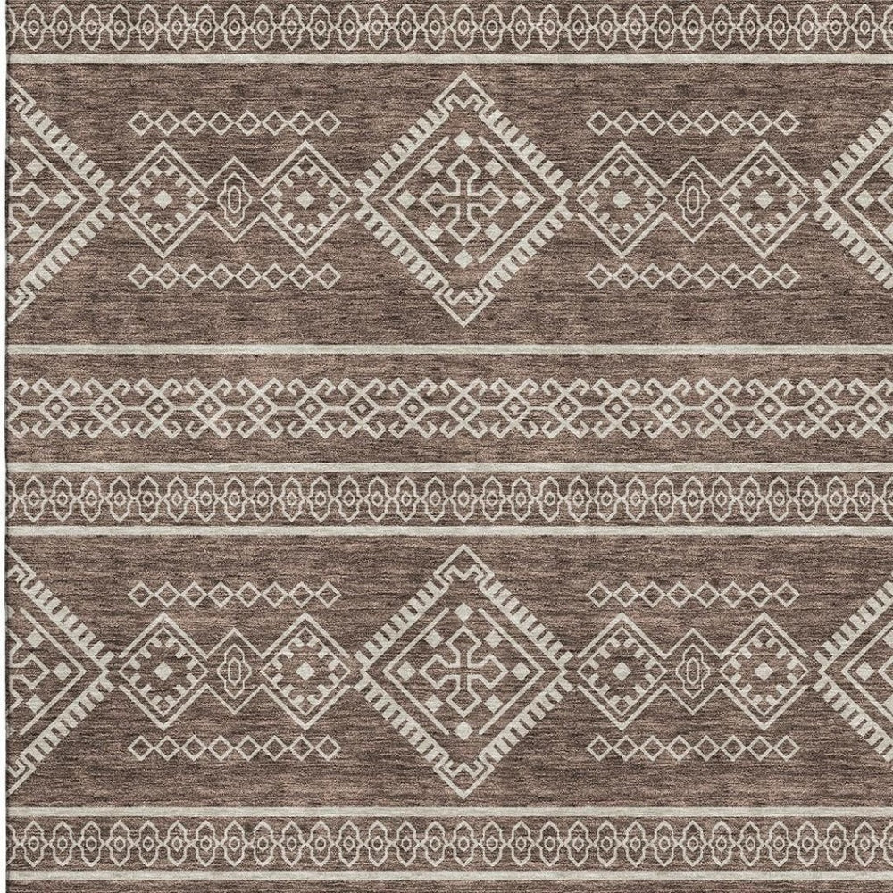 HomeRoots 9' X 12' Southwestern Area Rug - Washable, UV-Protected, Stain-Resistant for High-Traffic Homes 671605
