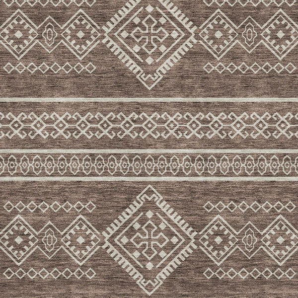 HomeRoots 10' X 14' Stylish Brown & Beige Southwestern Washable Area Rug with UV Protection for Active Homes 671606