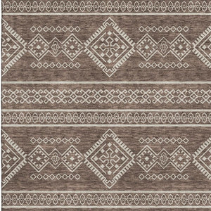 HomeRoots 10' X 14' Stylish Brown & Beige Southwestern Washable Area Rug with UV Protection for Active Homes 671606