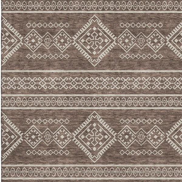 HomeRoots 10' X 14' Stylish Brown & Beige Southwestern Washable Area Rug with UV Protection for Active Homes 671606