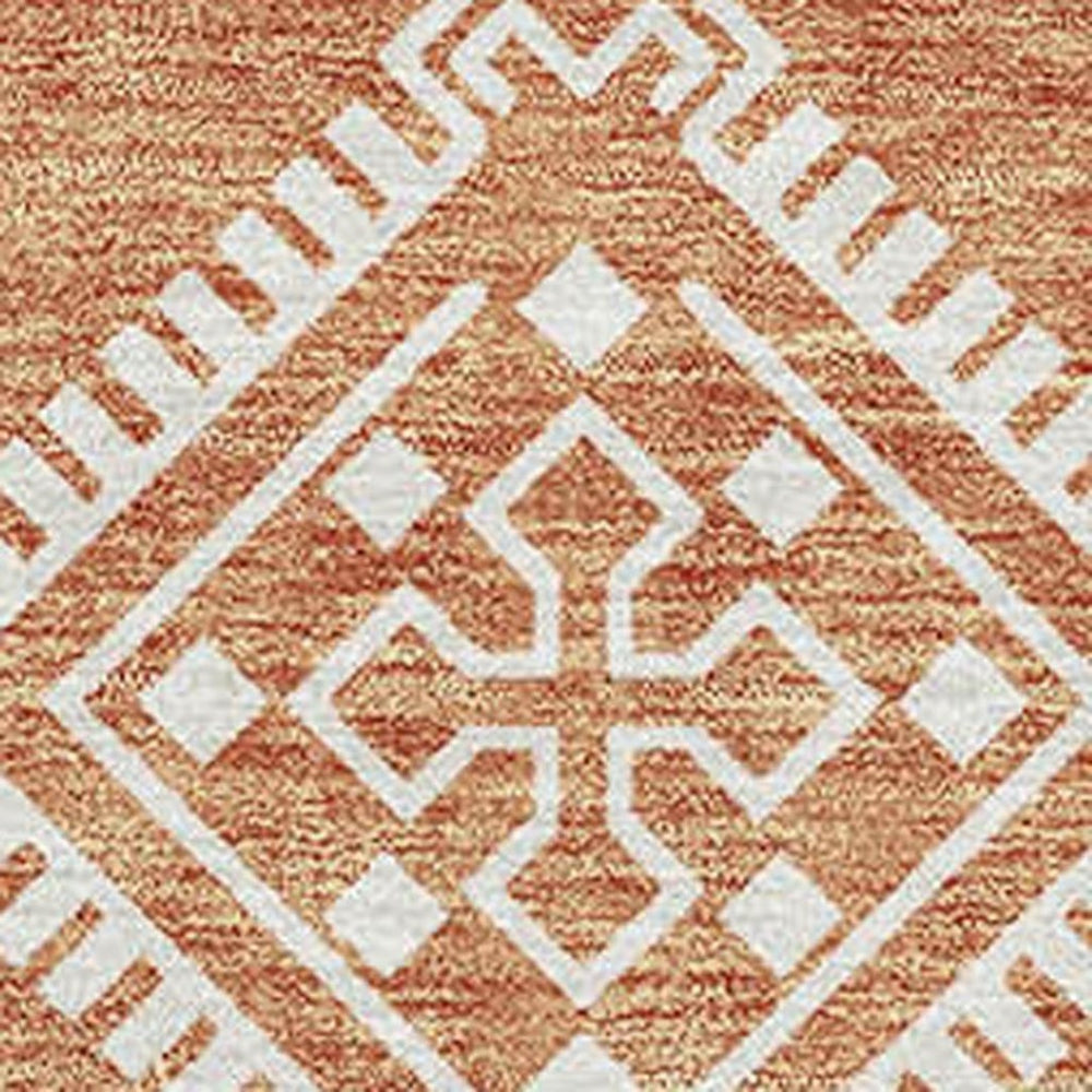 HomeRoots 8' X 10' Durable Copper and Ivory Southwestern Area Rug – Washable, UV Protected for Everyday Use 671610