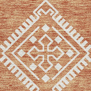 HomeRoots 9' X 12' Copper And Ivory Southwestern Area Rug – Washable, UV Protected, Family-Friendly Design! 671611