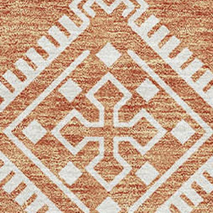 HomeRoots 10' Copper & Ivory Southwestern Washable Area Rug - Durable, UV-Protected, Family-Friendly Design! 671612