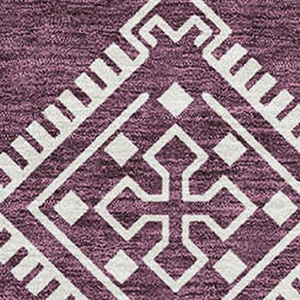HomeRoots 5' X 8' Eggplant & Ivory Southwestern Washable Area Rug - UV Protected, Stain-Resistant Design! 671614