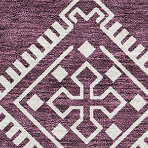 HomeRoots 5' X 8' Eggplant & Ivory Southwestern Washable Area Rug - UV Protected, Stain-Resistant Design! 671614