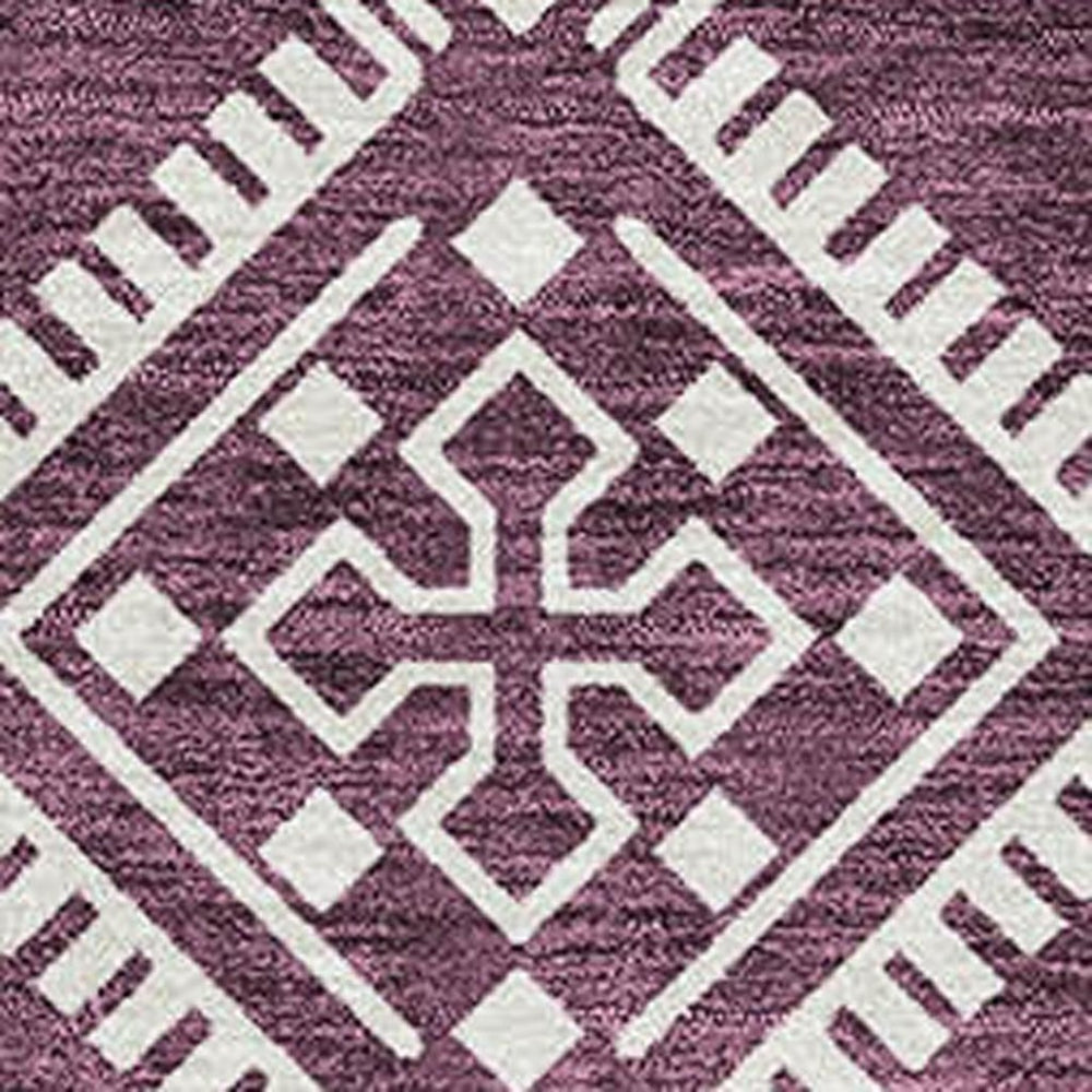 HomeRoots 8' X 10' Eggplant & Ivory Southwestern Washable Area Rug - Durable, UV-Protected, Easy-Care Design 671616