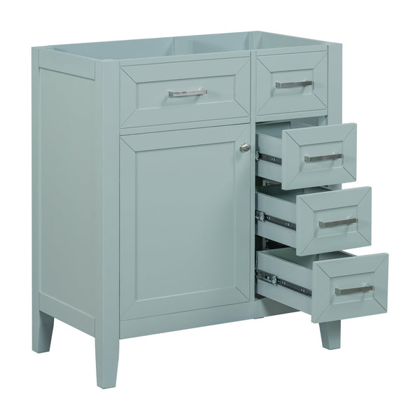 English Elm 30" Modern Bathroom Vanity Cabinet Base with 3 Drawers, Solid Frame MDF, Undermount Ready, 200lb Capacity Green WF321000AAF
