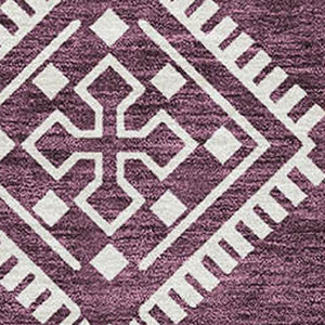 HomeRoots 9' X 12' Eggplant and Ivory Southwestern Area Rug – Washable, Stain-Resistant, UV Protected Home Essential 671617