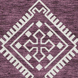 HomeRoots 9' X 12' Eggplant and Ivory Southwestern Area Rug – Washable, Stain-Resistant, UV Protected Home Essential 671617