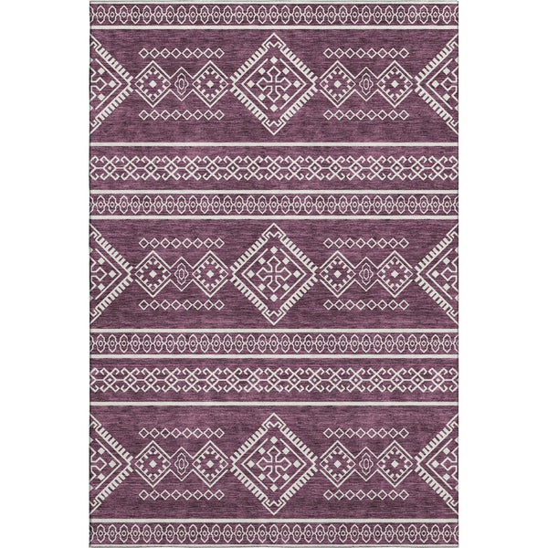 HomeRoots 10' X 14' Stylish Eggplant and Ivory Southwestern Washable Area Rug with UV Protection & Durability 671618