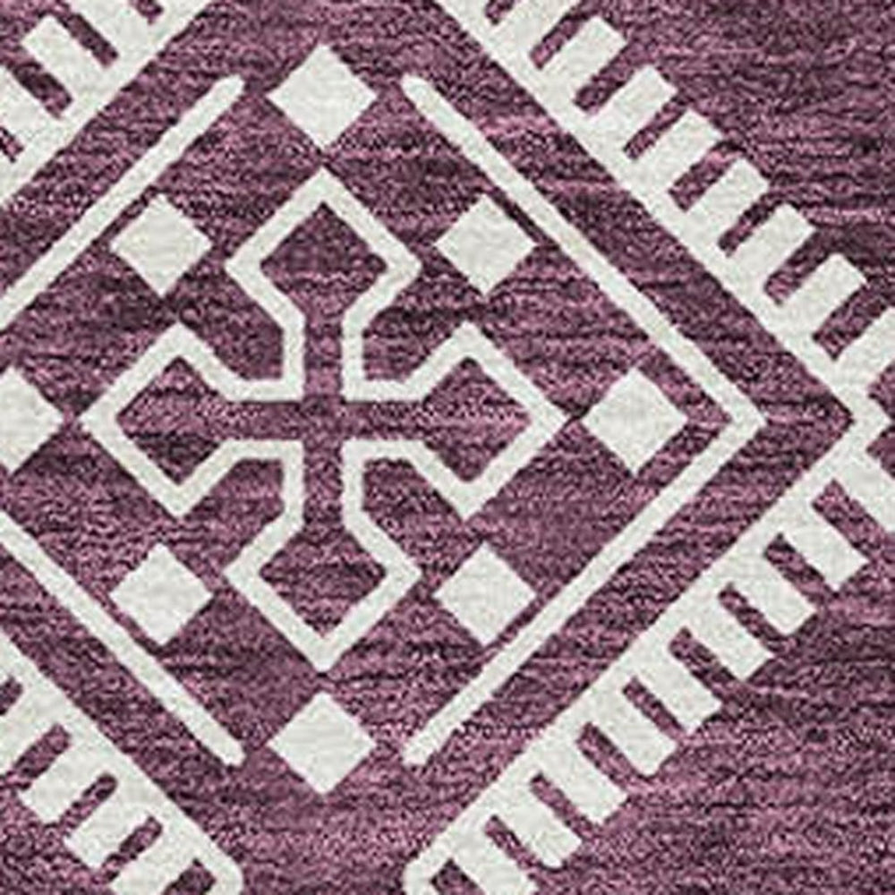 HomeRoots 10' X 14' Stylish Eggplant and Ivory Southwestern Washable Area Rug with UV Protection & Durability 671618
