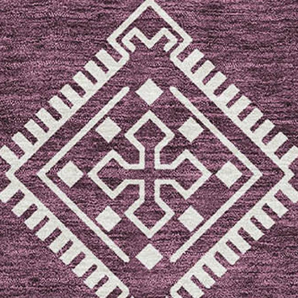 HomeRoots 10' X 14' Stylish Eggplant and Ivory Southwestern Washable Area Rug with UV Protection & Durability 671618