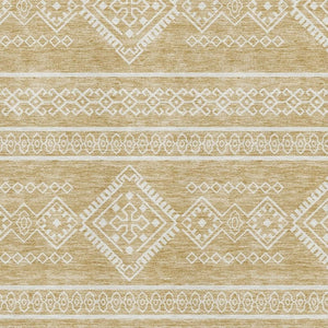 HomeRoots 5' X 8' Gold And Ivory Southwestern Area Rug - Washable, UV-Protected, Perfect for High-Traffic Spaces 671620