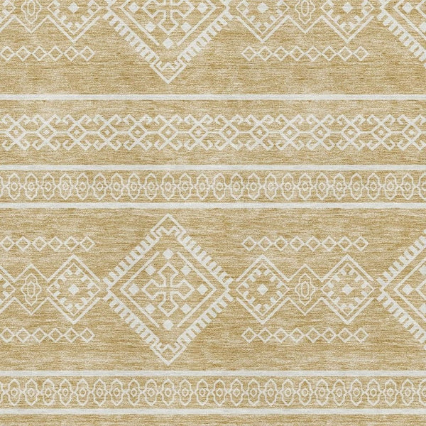HomeRoots 5' X 8' Gold And Ivory Southwestern Area Rug - Washable, UV-Protected, Perfect for High-Traffic Spaces 671620