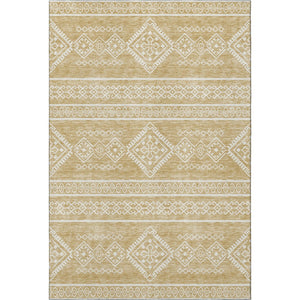 HomeRoots 5' X 8' Gold And Ivory Southwestern Area Rug - Washable, UV-Protected, Perfect for High-Traffic Spaces 671620
